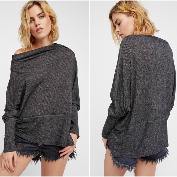 Free People Tops - NEW Free People Gray Londontown Thermal Top Shirt